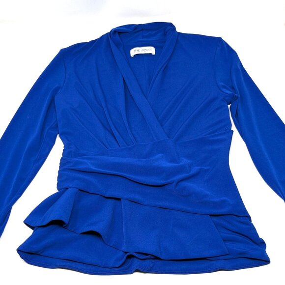 The Fold London Belleville WomensTop Small Royal Blue Knit Long Sleeve Blouse - Picture 7 of 16